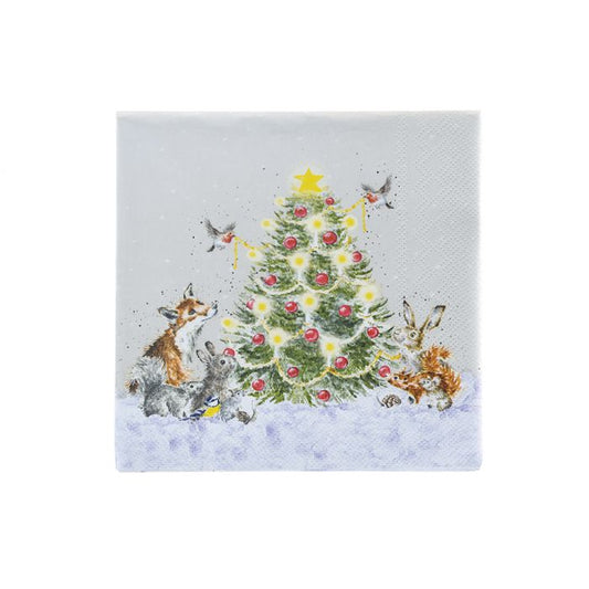 ‘Oh Christmas Tree’ Woodland Animal Cocktail Napkins